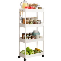 마이닝 클래식 다용도 이동식 트롤리 수납선반 4단, 화이트