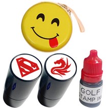 애플시드 골프 스탬프 2종 + 잉크 리필 5ml + 스마일 케이스 세트 RED C, RED(잉크), 랜덤발송(케이스), 1세트