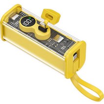 제로원 레인보우 일체형 미니 도킹 투명 보조배터리 아이폰용, 옐로우, 21700-1S2P