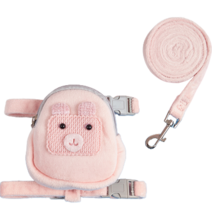 랜보어 강아지 스퀘어 애니멀 백팩 + 하네스 세트, 핑크