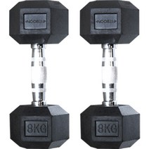 핏분 육각 덤벨 너링 논스립 그립 강철 통파이프 아령 8kg, 2개