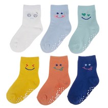 롤리트리 컬러풀 단색 스마일 중목 양말 6켤레