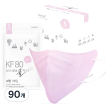 다나마스크 뉴다나온숨 쿨마스크 소형 KF80, 1개입, 90개, 연분홍