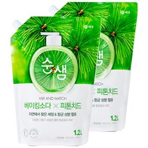 순샘 베이킹소다 피톤치드 리필 세제, 1.2L, 2개