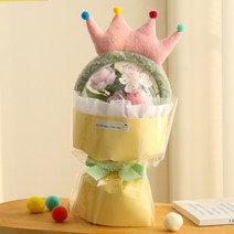뷰티풀데코센스 조화 아크릴 풍선 꽃다발 + 왕관 머리띠 세트, 옐로우(꽃다발), 1세트