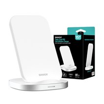 BANADA 트윈코일 PD 고속 15W 무선 충전 거치대, 화이트, 1개