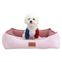 레드퍼피 체커드 쿨 반려동물 사각방석, 펀치핑크