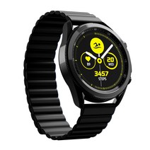 케이안 갤럭시 워치 스트랩 22mm 웨이브 마그네틱 밴드 45 46mm 호환 L, 블랙 + 블랙