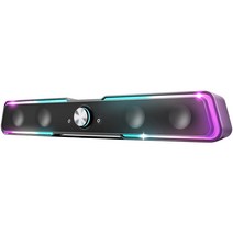 [쿠팡수입] 빅트랙 RGB 레인보우 터치 LED 유선 2채널 PC용 가전디지털 게이밍 사운드바 스피커, SB-01, 블랙