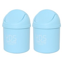 Ldorothy 미니 심플 휴지통 1.6L, 블루, 2개입