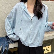 메이첼 여성용 빅사이즈 파스텔 후드 얇은 니트 지퍼 가디건 00139
