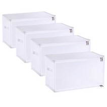 디오셀 접이식 깔끔정리 수납박스 47L, 4개, 화이트