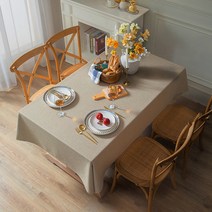 제이토리 린넨 방수 식탁보 브라운무지 4인용(130 x 180 cm), 130 x 180cm