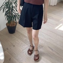 슈가펀 여성용 위캔드 핀턱 하프반바지