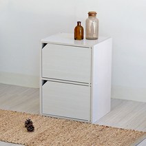 아이리스 2단 도어형 책장 수납장 MDB-2D, 화이트