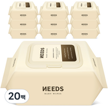 니즈 브라운 저자극 도톰 엠보싱 프리미엄 아기물티슈 캡형, 70매, 20팩