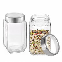 차이나다 투명커버 사각 밀폐 유리병 1500ml, 단품, 2개
