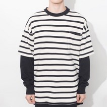 큐티에잇 남성용 MR 스트라이프 레이어드 티셔츠
