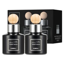 쿤달 퍼퓸 차량용 디퓨저 아로마 에디션 75ml 2개 + 우드볼스틱 2개, 포레스트 우드향, 1세트