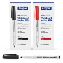 펜맥스 12각 세필 보드마카 검정 12p + 빨강 12p, 검정 + 빨강, 1세트