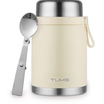 텀스 디노 스텐 보온 죽통 700ml + 숟가락 세트, 아이보리