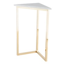뷰티풀스페이스 비앙코카라라 대리석 코너 콘솔 + 골드 프레임 400 x 400 x 800 mm CS-33, 혼합색상