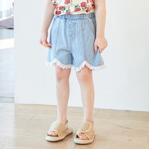 월튼키즈 여아용 레이스 데님 팬츠
