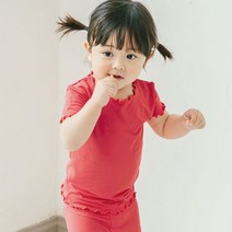 배냇베이비 레이온 셔링 유아 아동 반팔 실내복 상하 세트