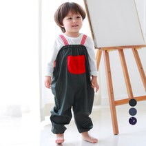 따블리에 아동용 멜빵형 미술전신가운, 카키