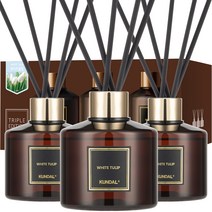쿤달 퍼퓸 디퓨저 200ml 3개 + 섬유스틱 15개 세트, 화이트튤립향