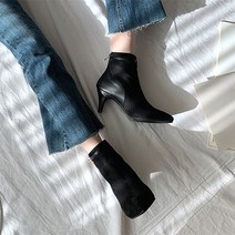 베니시 스웨이드 스틸레토 힐 앵클부츠