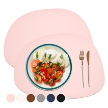 소이믹스 블링 조약돌 방수 가죽 테이블 매트 2p, 핑크, 42 x 32cm