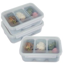 나누담 밀프랩 직사각 3칸 도시락통 세트 하늘색 1100ml, 1세트, 도시락통 3p