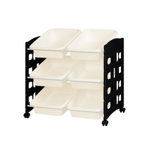 조이 트롤리 이동식 장난감 정리함 6단, 아이보리, 6단(블랙)