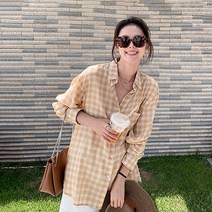 패션풀 여성용 케빈 박시핏 체크 셔츠 26610