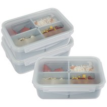 나누담 밀프랩 직사각 4칸 도시락통 세트 하늘색 1100ml, 1세트, 도시락통 3p