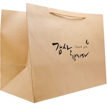 위가든 캘리그라피 고급 크라프트 선물포장 쇼핑백 감사합니다 와이드 12p, 혼합색상
