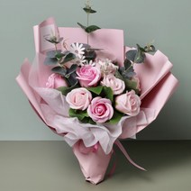 미다운플라워 조화 비누 꽃다발 10송이 + 카드 세트, 러블리핑크