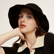 풋온 리본 밀짚 버킷햇 모자