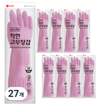 롯데이라이프 착한 고무장갑 중, 핑크, 중(M), 27개