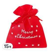 도나앤데코 루미 크리스마스 선물포장 부직포백 S, 레드, 15개