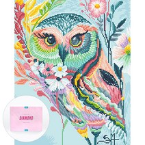 디클레어 액자 캔버스형 보석십자수 DIY 키트 40 x 50 cm, 민트 부엉이, 1세트