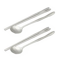웨이브 실버 수저 2벌세트, 1세트, 숟가락 2p + 젓가락 2p
