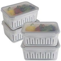 제오닉 과일 야채 채소 보관 물빠짐 채반 밀폐용기 4.0L, 4개, 용기4개