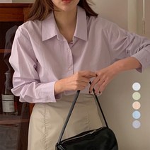 비엔엑스 여성용 파스텔컬러 솔리드 셔츠형 블라우스