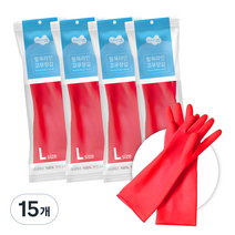 러버랩 팔목라인 고무장갑 대(L), 체리핑크, 15개