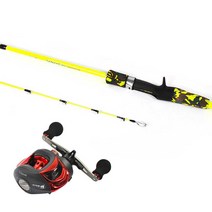 해동 콤보 낚시 세트 펑키투나잇 낚싯대 C175XL + V5 레드 좌핸들 베이트릴, 옐로우