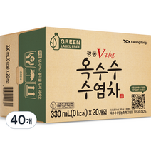 광동제약 옥수수 수염차 그린 무라벨, 330ml, 40개