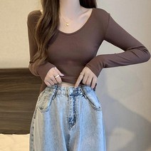 레몬소울 여성용 초랑 브이넥 스판 티셔츠