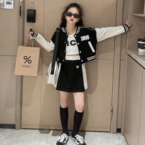 오렌지다몸 여아용 1886 야구점퍼 하트 치마 세트